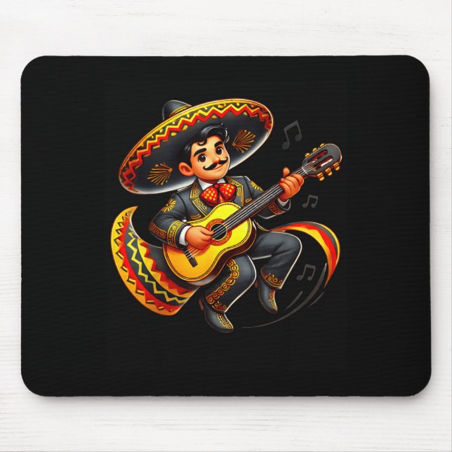 Rolig Mariachi Sombrero Cinco De Mayo Gitarr Män F Musmatta (Framsidan)