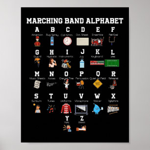 Rolig marscherande bandalfabetet bandläger student poster
