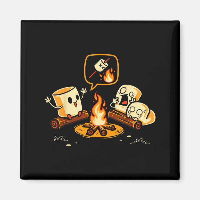 Rolig Marshmallow Campfire Y Berättelse Rostar Smo Magnet (Framsidan)