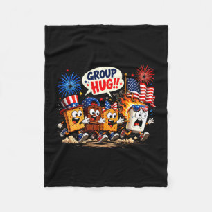 Rolig marshmallow gruppkram patriotisk camping 4e fleecefilt