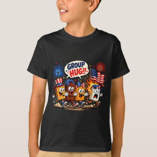 Rolig marshmallow gruppkram patriotisk camping 4e t shirt