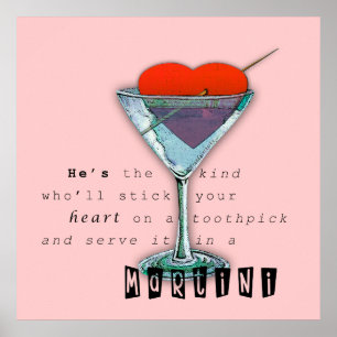 Rolig Martini citationsteckenaffisch Poster