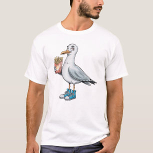 Rolig Måse med Pommes Frites-skor T Shirt
