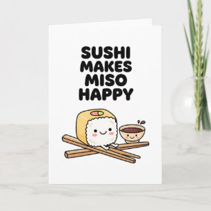 rolig mat älskare Japanskt Sushi Gör Miso Glad Kort