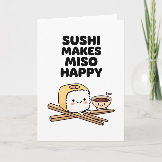 rolig mat älskare Japanskt Sushi Gör Miso Glad Kort (Framsida)