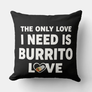 Rolig mat humor burrito älskar present kudde
