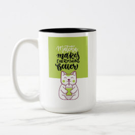 Rolig Matcha-katt-kopp Två-Tonad Mugg