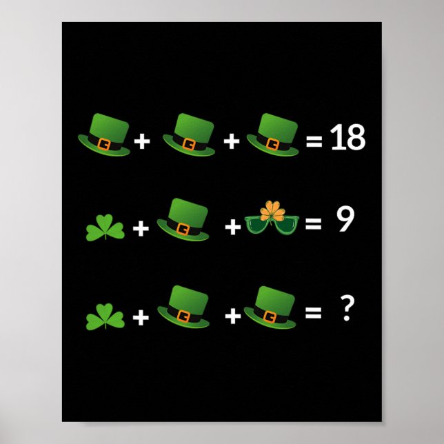 Rolig matematikekvation St Patricks Day lärare  Poster (Framsidan)