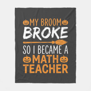 Rolig matematiklärare Halloween kvast Fleecefilt
