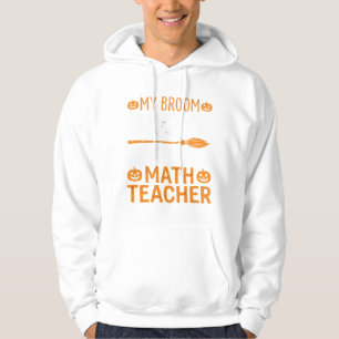 Rolig matematiklärare Halloween kvast Hoodie