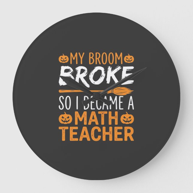 Rolig matematiklärare Halloween kvast Stor Klocka (Framsida)