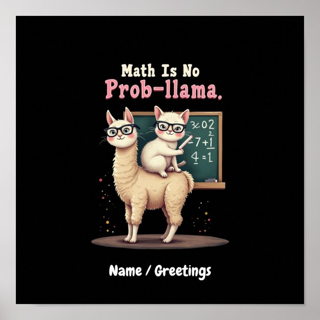 Rolig Math Inspiration - Math Is No Prob-llama Poster (Framsidan)