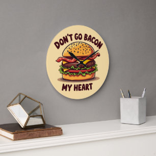 Rolig matpun baconälskare cheeseburgare design stor klocka