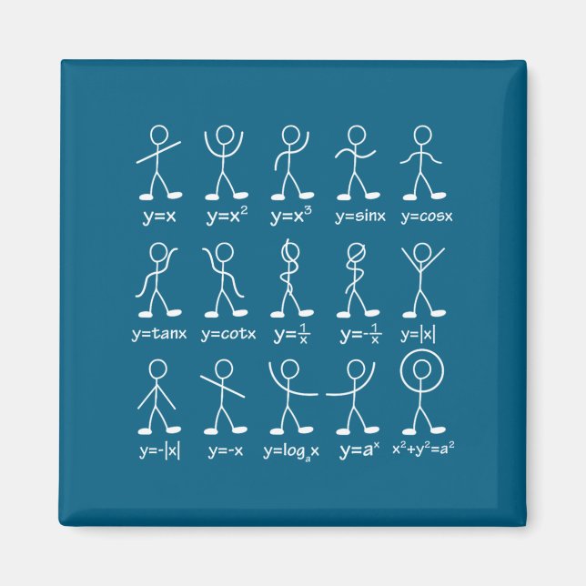 Rolig matte graf Stickfigurer Algebra Kalkyl Hu Magnet (Framsidan)