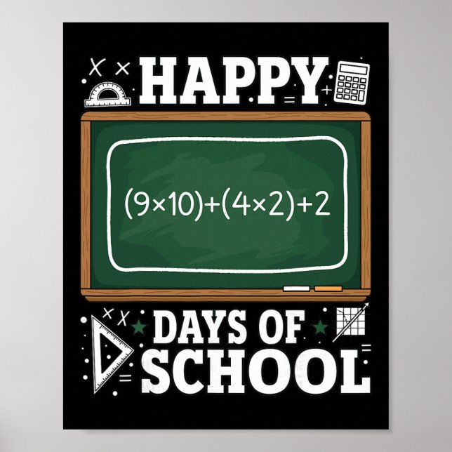 Rolig matteekvation Glad 100 dagars skola krita Poster (Framsidan)