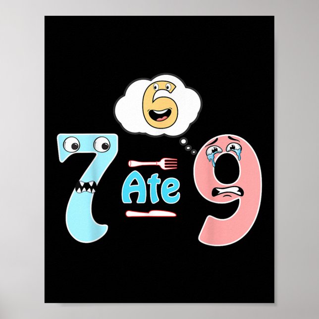 Rolig mattegåta 7 åt 9 Söt 67 Meme Utbildning Humo Poster (Framsidan)