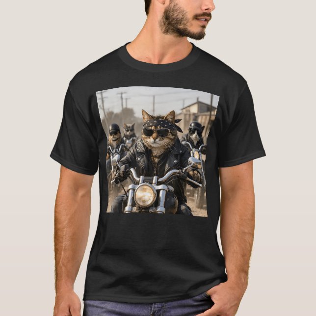 Rolig MC-Kattgäng Motorcykel Meme Hyper T Shirt (Framsida)