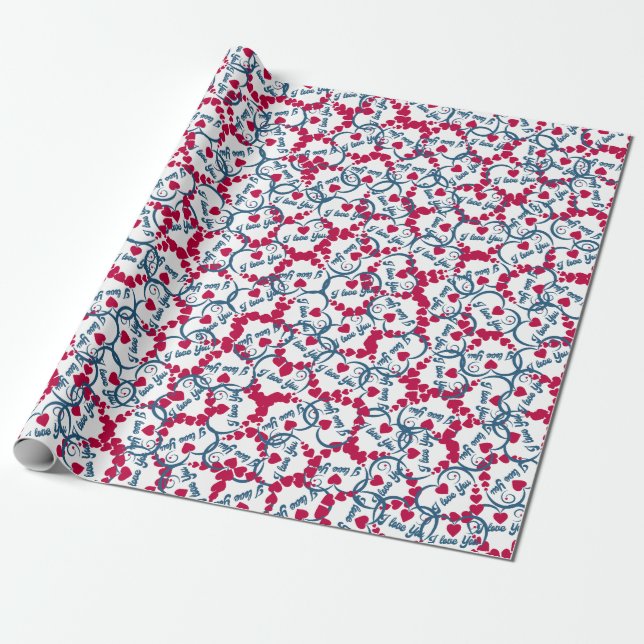 Rolig med sött jag älskar dig-mönster presentpapper (Utrullad)