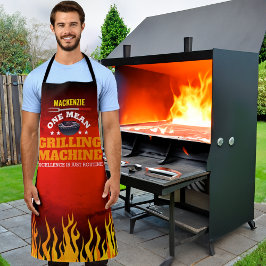 Rolig Medel Grillande Maskin med Namn och Flamma