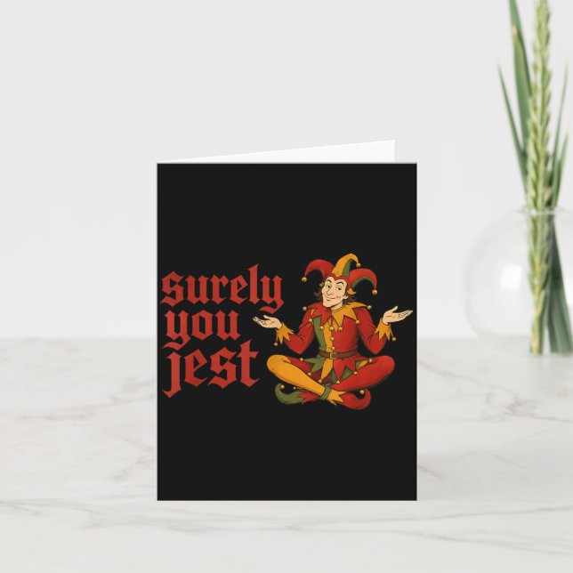 Rolig medeltida leende clown narr meme kort (Framsida)