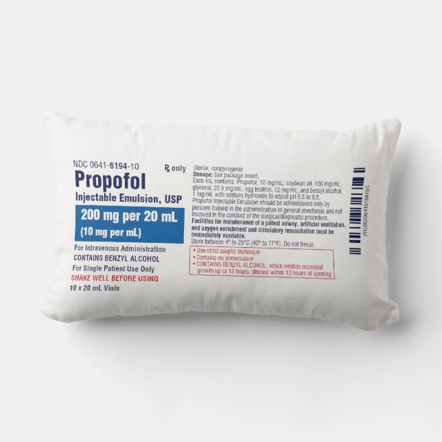Rolig medicinsk Propofol-etikett Lumbarkudde (Baksida)