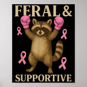 Rolig medvetenhet om bröstcancer Vild och stödjand Poster