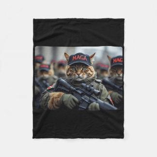 Rolig Mega Katt Med Gevär - Humoristisk Donald Tru Fleecefilt