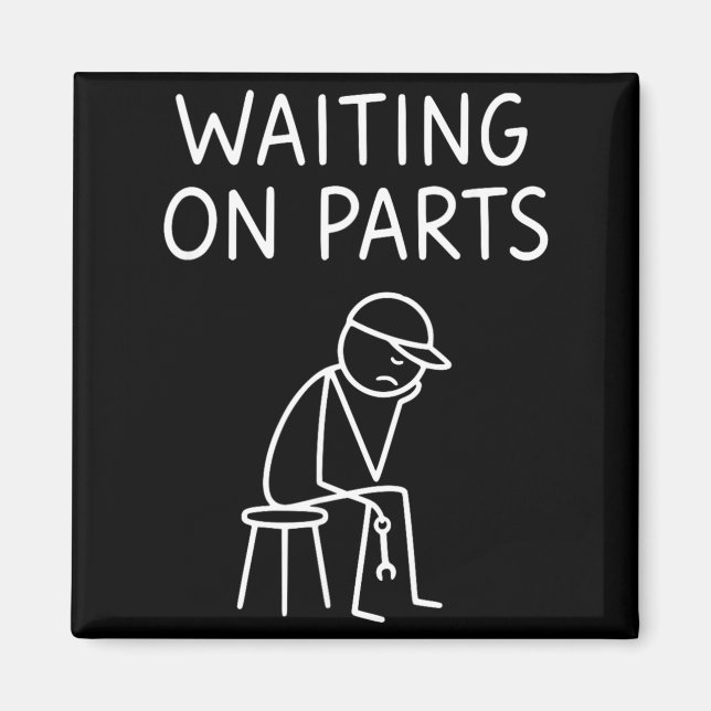 Rolig mekaniker design män bilreparation väntar magnet (Framsidan)