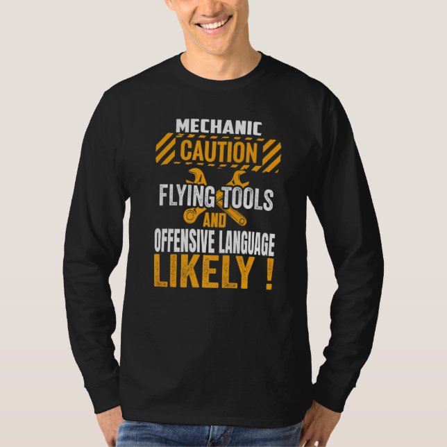 Rolig mekaniker underhålls man garage bilar teknik t shirt (Framsida)