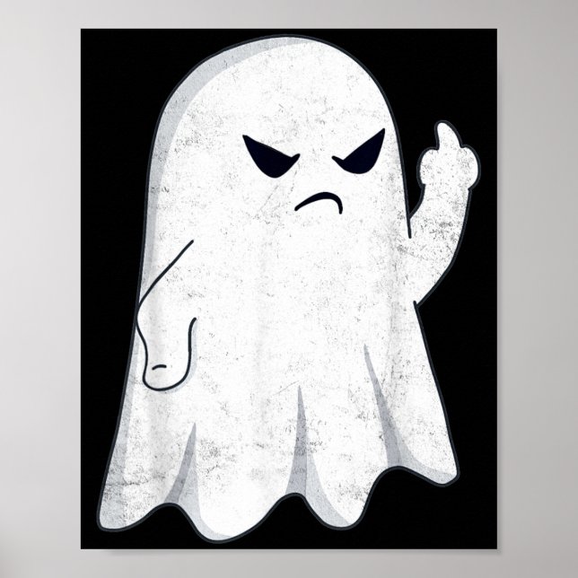 Rolig Mellanfinger Spök Halloween Kostym Män Poster (Framsidan)