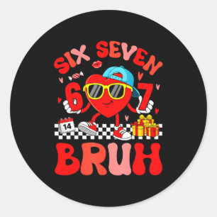 Rolig Meme 67 Sex Sju Bruh Alla Hjärtans Dag Hjärt Runt Klistermärke