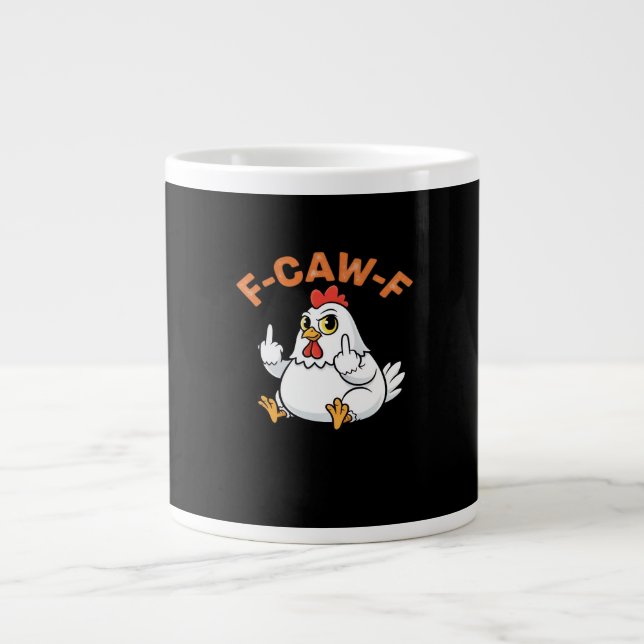 Rolig Meme F-Caw-F Kyckling Jumbo Mugg (Framsidan)