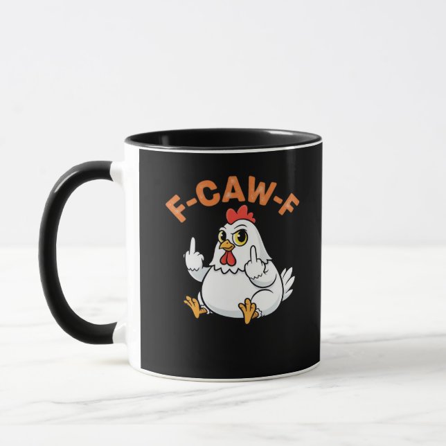 Rolig Meme F-Caw-F Kyckling Mugg (Vänster)