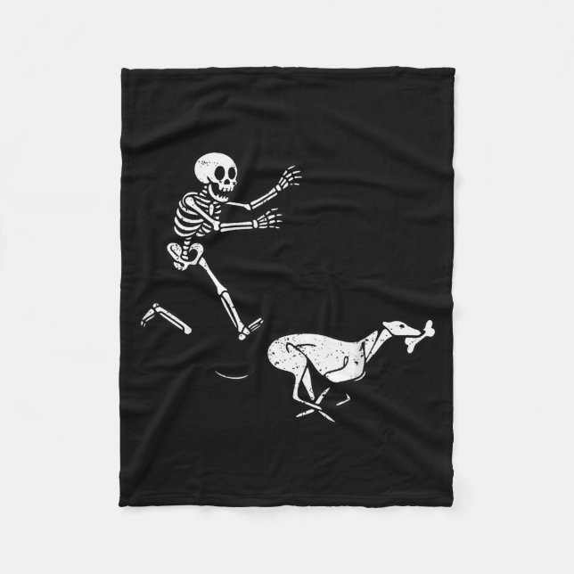 Rolig Meme Greyhound Springande Skelett Halloween  Fleecefilt (Framsidan)