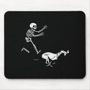 Rolig Meme Greyhound Springande Skelett Halloween Musmatta