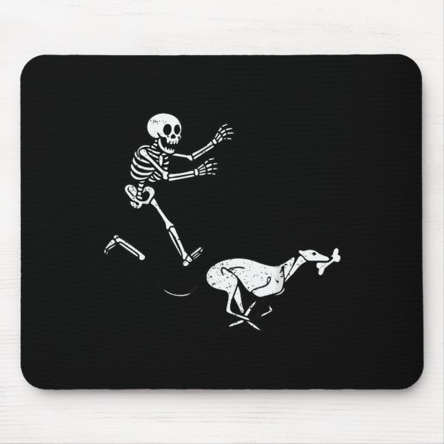 Rolig Meme Greyhound Springande Skelett Halloween  Musmatta (Framsidan)