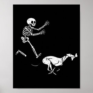 Rolig Meme Greyhound Springande Skelett Halloween Poster