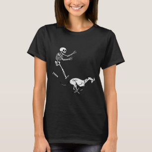 Rolig Meme Greyhound Springande Skelett Halloween T Shirt