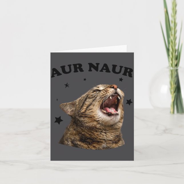 Rolig Meme Katt Aur Naur Katt Kort (Framsida)