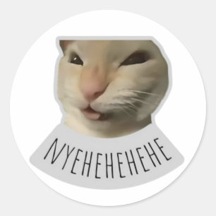 rolig meme katt runt klistermärke