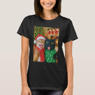 Rolig Meme Katt Tar En Selfie Jul Julbelysning T Shirt
