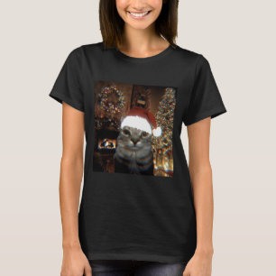 Rolig Meme Katt Tar En Selfie Jul Xmas Ljus T Shirt