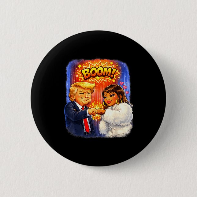 Rolig meme trump & nicki high five för skojs skull knapp (Framsida)