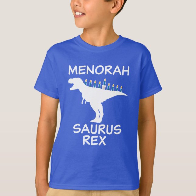 Rolig menoraSaurus Rex judisk Hanukkah skjorta T Shirt (Framsida)