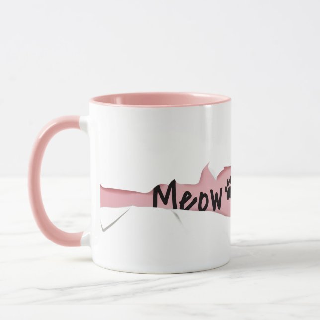 Rolig ”Meow” Katt med Glasögon Design Mugg (Vänster)
