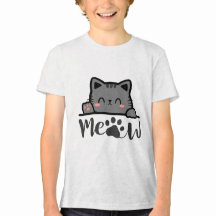 Rolig 'Meow' Kattälskare T-Shirt - Söt Kattdesign