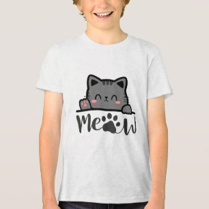 Rolig 'Meow' Kattälskare T-Shirt - Söt Kattdesign