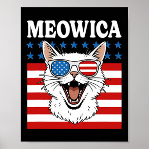 Rolig Meowica Katt 4:e Juli Självständighetsdagen Poster