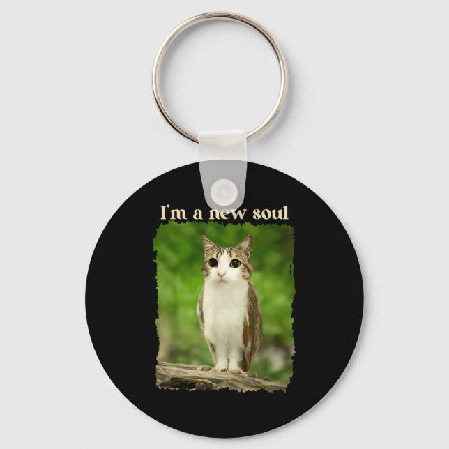 Rolig Meowl Meme, Katt Uggla Meme Hjärnrot Gen Alp Nyckelring (Framsida)