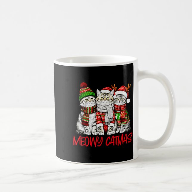 Rolig Meowy Catmas Jul Katter Fula Tröjor Gra Kaffemugg (Höger)